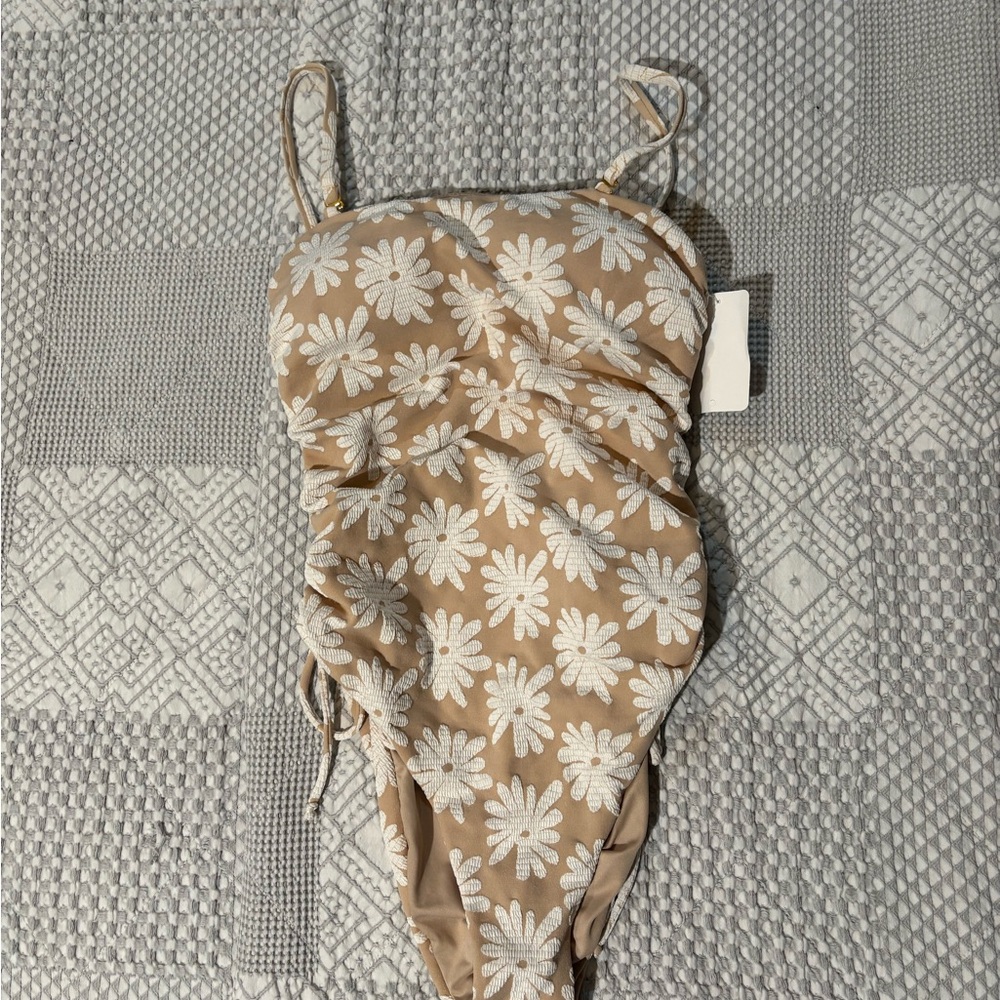 NWT Floral Beige One-Piece Swimsuit